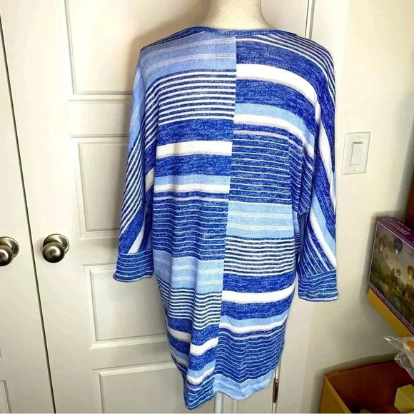 New Directions Sweater Womens XL Blue Stripe - Picture 5 of 6